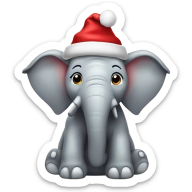 Elefante con gorro navideño  sticker