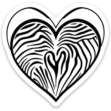 zebra print heart sticker
