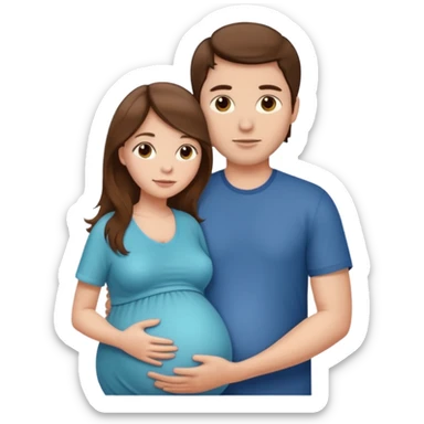 Pregnant woman with long brown hair and fair skin, and man with short brown hair and fair skin.

 sticker