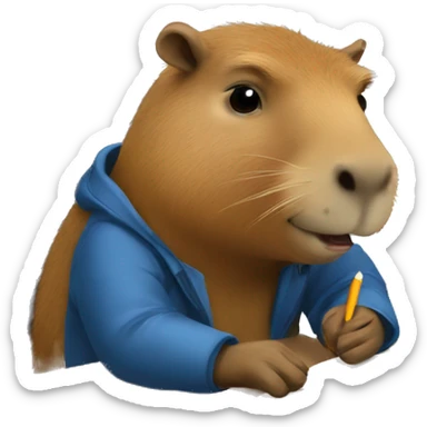 Capybara doing homework  sticker