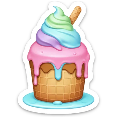 Melted neon kawaii pastel ice cream cake sticker