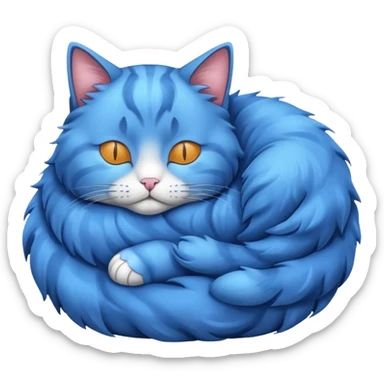 Curled Sleeping Cat blue sticker
