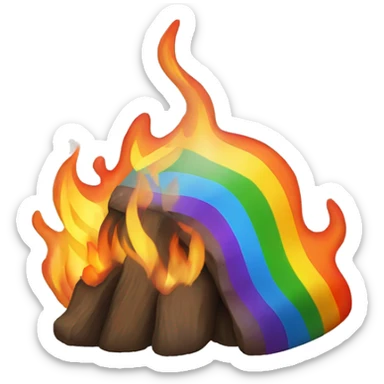 fire with a rainbow color sticker