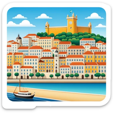 Lisbon cityscape featuring iconic landmarks sticker