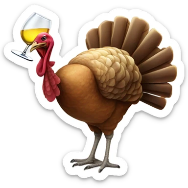 A turkey drinking a glass of Chardonnay sticker