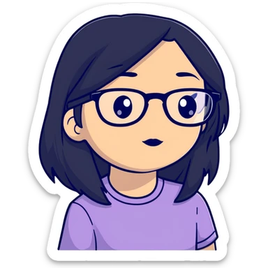 brown girl with glasses and long black hair sticker
