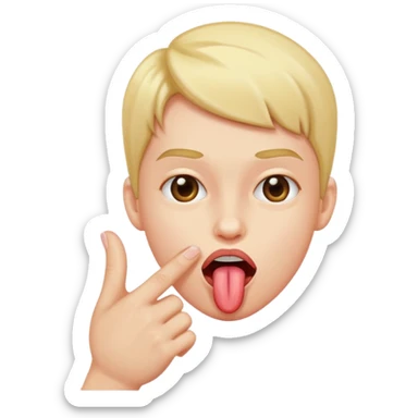 Tongue out to the side, pinching fingers sticker