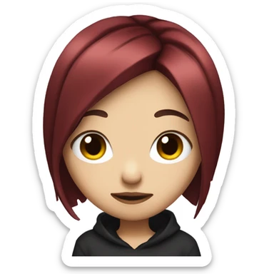 asian emo girl with dark red hair sticker