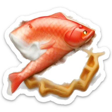 Rice waffles with red fish sticker