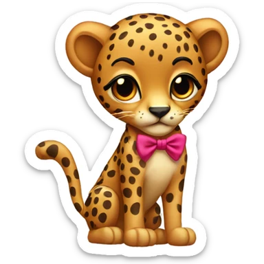 a cheetah with a bow sticker