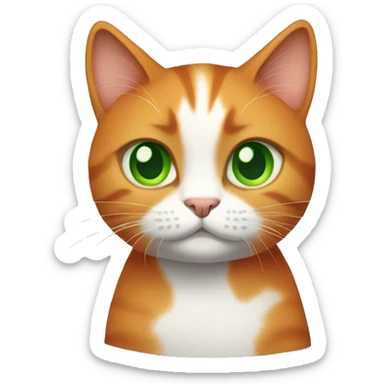 Darker orange cat with green eyes, shrug sticker
