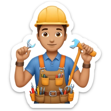 a handman works at home sticker