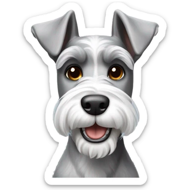 Happy gray and white schnauzer with pointy ears sticker