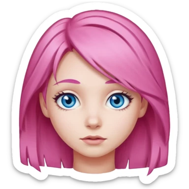 Girl with pink hair and blue eyes sticker