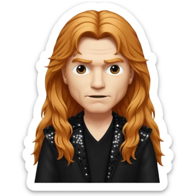 Dave Mustaine with long reddish blonde hair, black sequin outfit  sticker