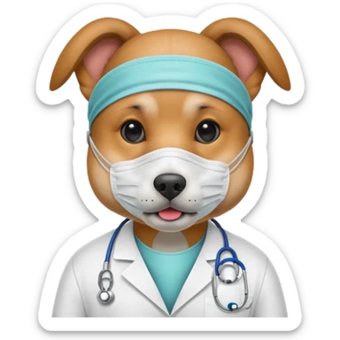 doctor dog Wearing Medical Mask sticker
