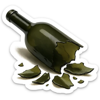broken wine bottle, variation 8 sticker
