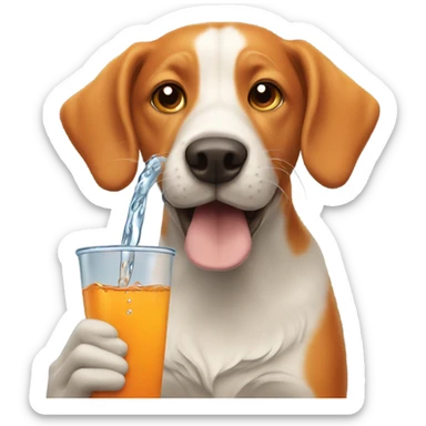 orange dog with long snout drinking water sticker