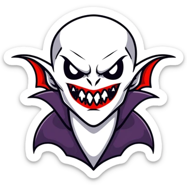 Menacing vampire with long deadly fangs sticker