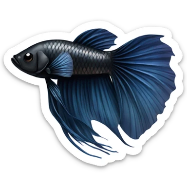 Black betta fish short fins sticker