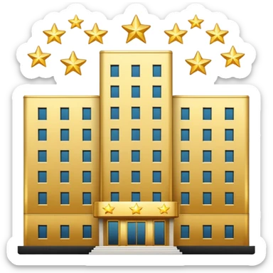 modern hotel building with five shining stars above sticker