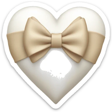 white heart with beige bow sticker