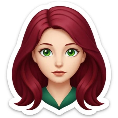 burgundy long haired woman sticker