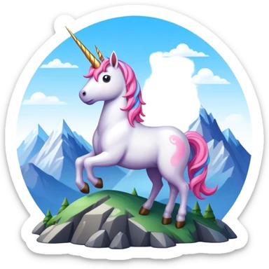 unicorn on a mountain sticker