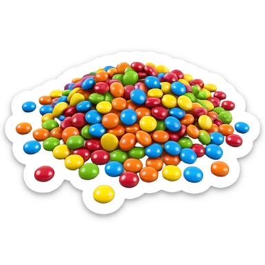 colorful Skittles candy pieces scattered, rainbow colored fruit candies sticker
