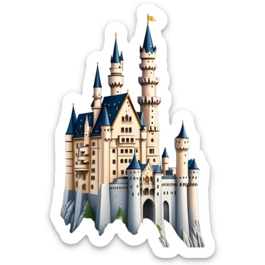 Cinematic Realistic Neuschwanstein Castle Landmark Emoji, depicted as the fairy‚Äêtale castle set against a mountainous backdrop rendered with dramatic lighting and intricate textures. sticker