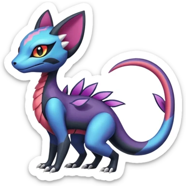 Meloetta-Purrloin-Salandit-Nargacuga-Pokémon-Fakémon-fusion-hybrid-creature sticker