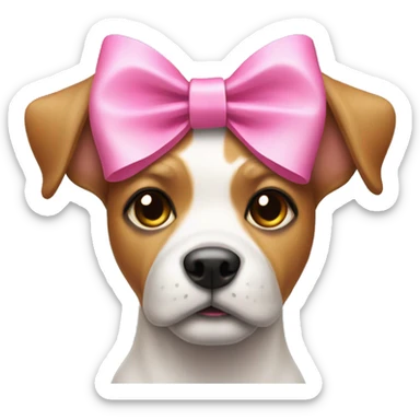 Dog with a pink bow on it's head sticker