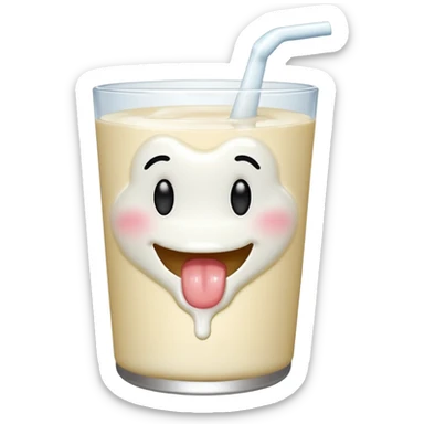 Smiley drooling emoji with milk in mouth sticker