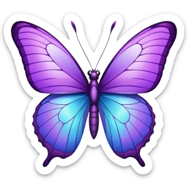 Purple butterfly with sharp ends on each wing sticker