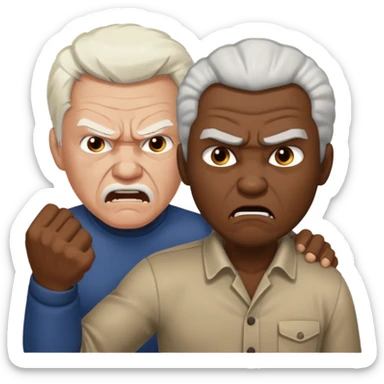 black guy and white old guy fighting sticker