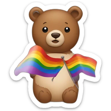 Brown bear with a lesbian flag sticker