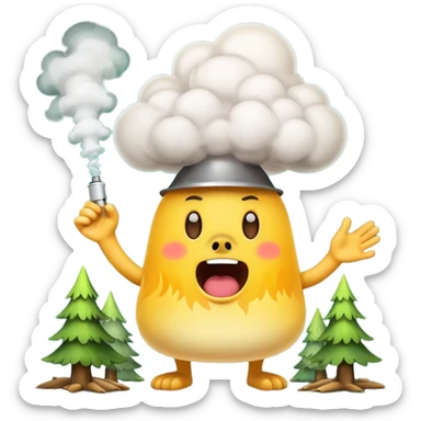 forest lab character shouting eureka with smoke burst sticker