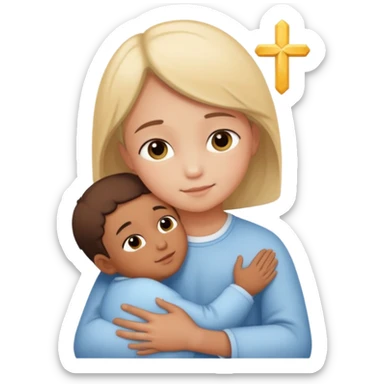 Niño abrazando a Dios sticker