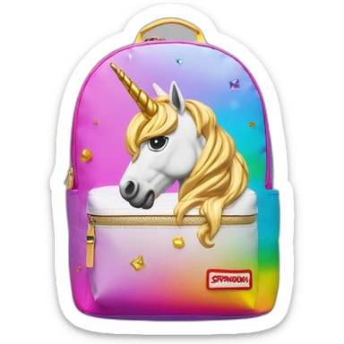 sprayground-golden-backpack-with-rainbow-unicorn sticker