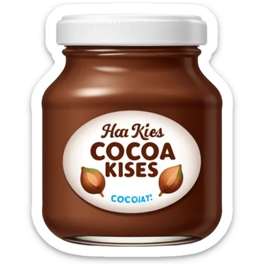 Jar of hazelnut chocolate spread and make the label say cocoa kisses with a white lid sticker