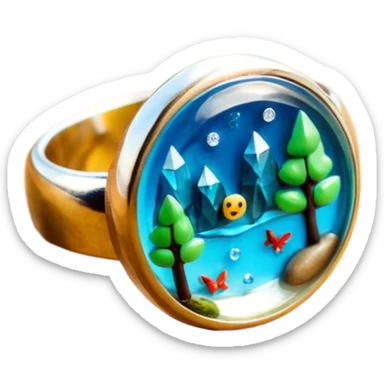 epoxy resin ring with nature motifs crystal sticker