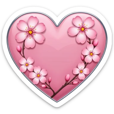 sakura heart with a silver outline sticker
