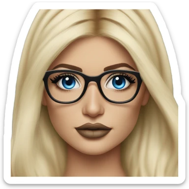 Hyper real blonde kylie jenner with blue eyes and glasses  sticker