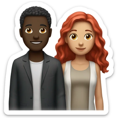 Two guys one girl one guy super dark other guy light skin then the girl is black wit red hair sticker