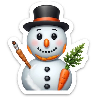 a snowman with a cigarette sticker