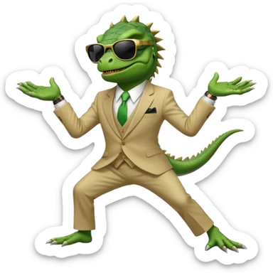 capitalist iguana banker godfather with black sunglasses breakdance sticker