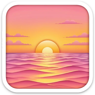 Sunset over a calm ocean with soft waves and a clear sky." sticker