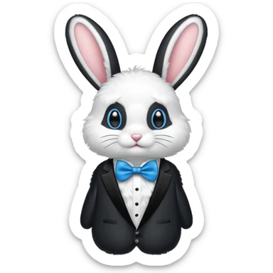 tuxedo bunny with blue bowtie sticker