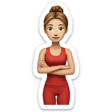 yoga white girl brown hair  in red costume  sticker