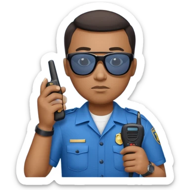 school security, blue cloth, sun glasses, holding walkie-talkie sticker